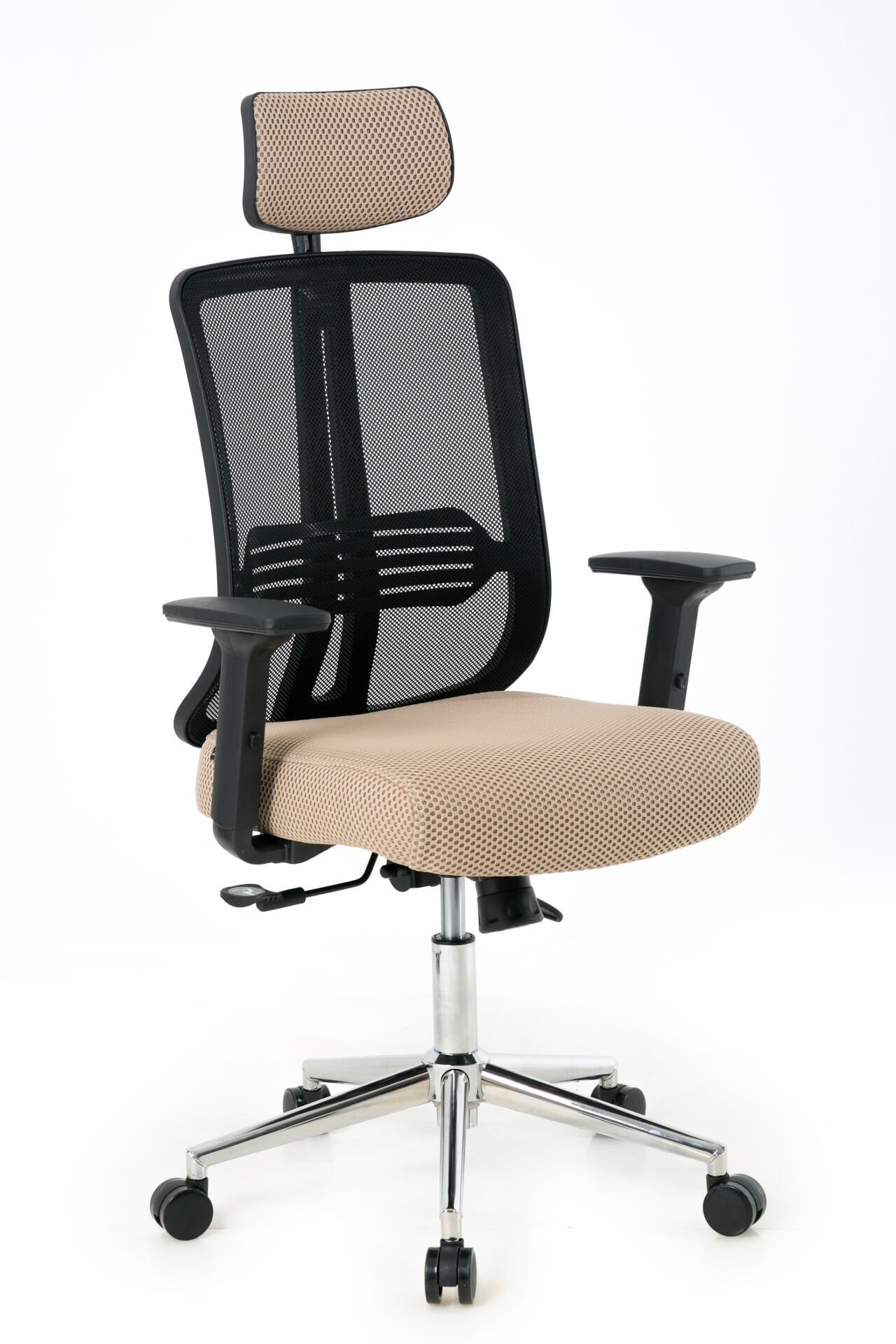 ZEON | COMFORT Ofis koltuğu Çalışma Koltuğu |Bej |Krom Yıldız Ayak