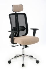 ZEON | COMFORT Ofis koltuğu Çalışma Koltuğu |Bej |Krom Yıldız Ayak