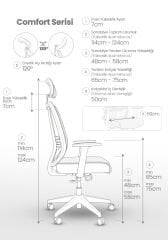 Zeon Büro Ofis Sistemleri // Comfort White Yönetici Koltuğu Ofis Çalışma Koltuğu